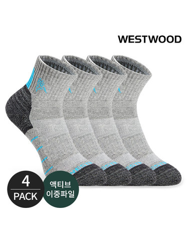 웨스트우드 여성 앞로고 컬러배색 등산 중목양말 4P_GY
