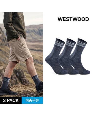 웨스트우드 웨스트우드 남성 쿠션 탑링글 컬러배색 등산 중장목양말 3P_NY