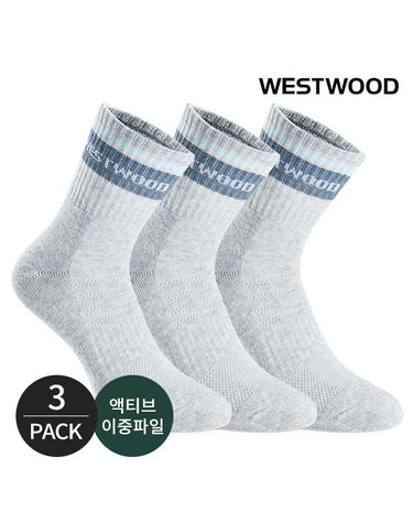 웨스트우드 여성 쿠션 탑링글 컬러배색 등산 중장목양말 3P_LG