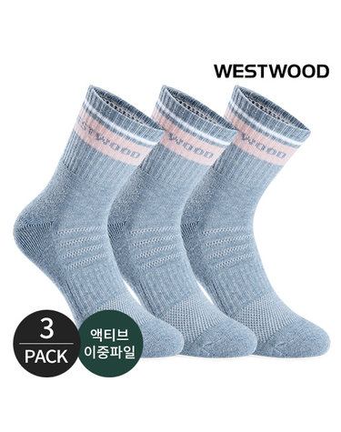 웨스트우드 여성 쿠션 탑링글 컬러배색 등산 중장목양말 3P_LB