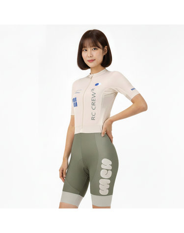 여성 실리 베이지 반팔져지+4부빕숏 자전거복 세트