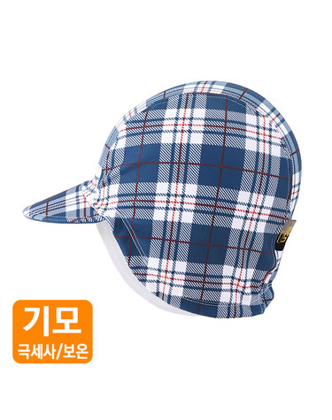 방한 사이클링캡 블루체크-귀달이 쪽모자/보드/스키