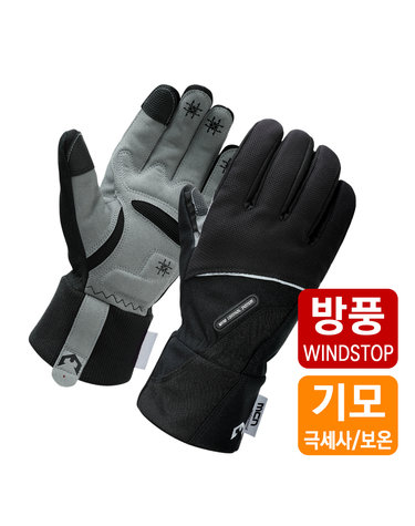 엠씨엔스포츠 방풍/방한 사이클장갑 블랙-스마트폰터치 겨울글로브