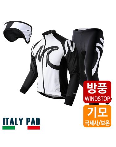 모노크롬 헤어밴드+긴팔져지+패드팬츠 동계 3종세트
