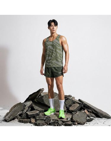 남성 타이거 카모 마라톤 러닝 싱글렛+쇼츠 세트