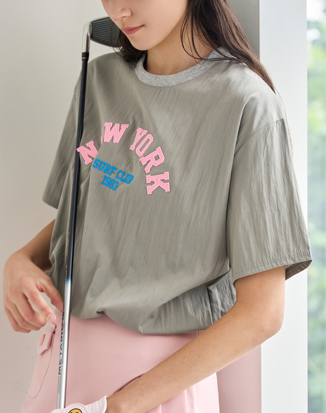 르니앤맥코이 골프 뉴욕 패치 스트링 반팔 바람막이 티셔츠 FN09TS108 착용컷