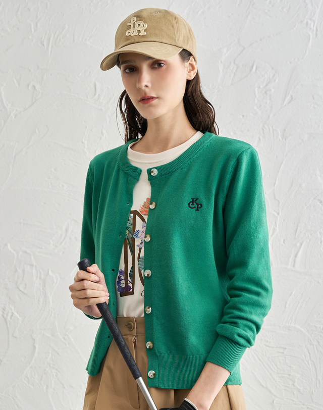 르니앤맥코이 골프 여성 클래식 라운드 니트 가디건 FN11CD103 착용컷