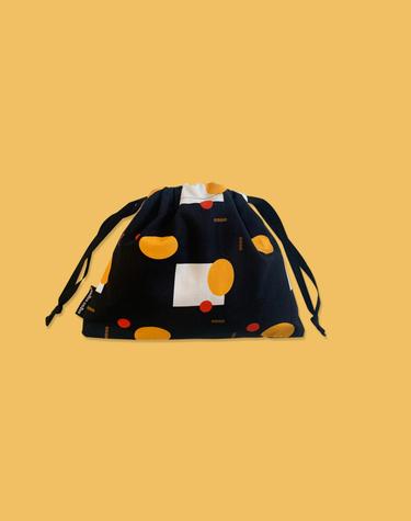Autumn sky black string pouch