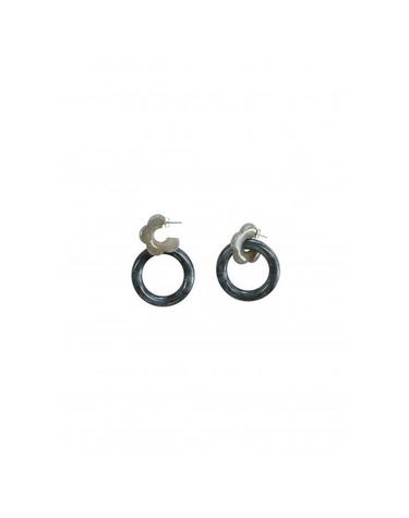 FLOWER HOOP EARRING GRAY