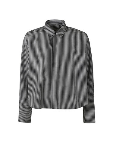 24SS 아미 스트라이프 크롭 셔츠 블랙 USH131 C00066 0013