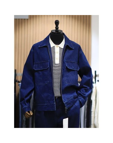 [갤러리아] BON 24F/W 네이비 워싱 오버핏 트러커 데님 재킷 BN4FJP424