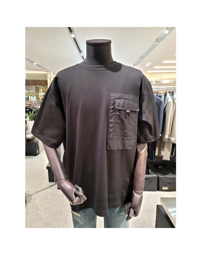 본 [갤러리아] 본 우븐패치 더블 레이어드 오버핏 티셔츠 2종 택1 BN4MTS752 착용컷