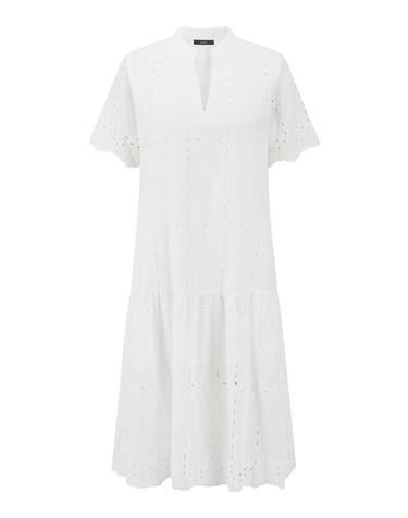 빈티지 펀칭 오픈 카라 반팔 롱 원피스 (GQBOW060D)