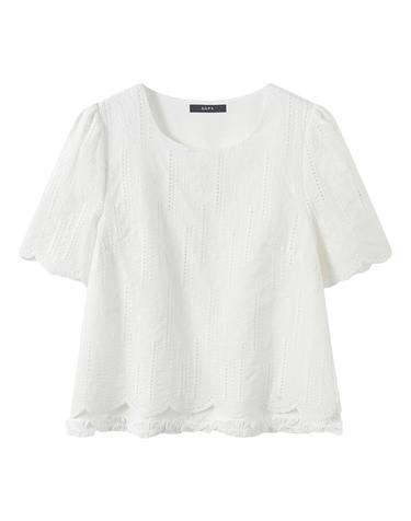 소프트 내추럴 펀칭 반팔 블라우스 (GQBBA100D)