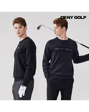 1+1[DKNY] 울라운드 자수니트 2종세트(블랙+차콜)