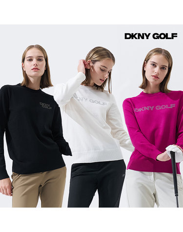 1+1[DKNY] 자수 큐빅니트 2종세트(블랙+컬러택1)