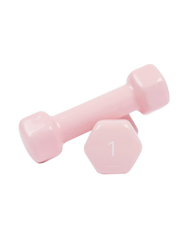 아이워너 PVC 뷰티 육각 덤벨 1kg 코랄핑크 예쁜 여자 아령 헬스 홈트