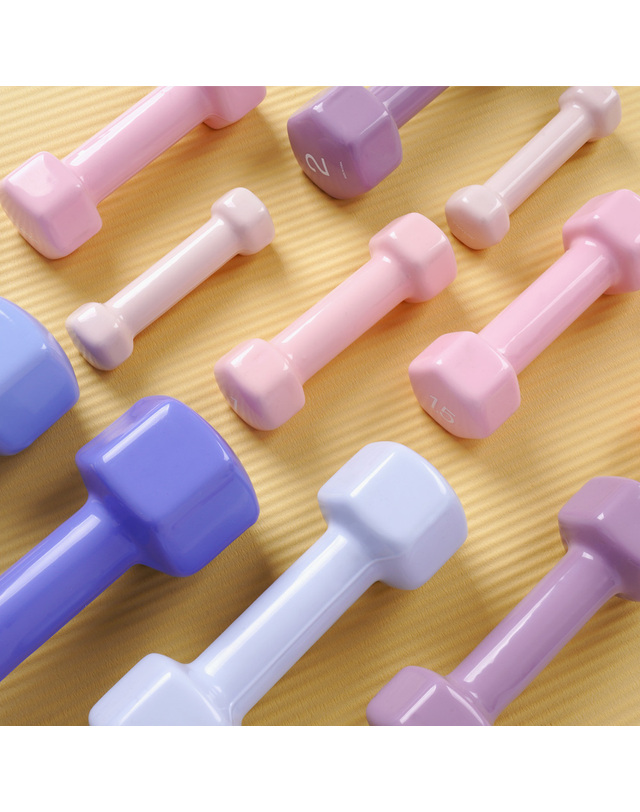 아이워너 아이워너 PVC 뷰티 육각 덤벨 1.5kg 파스텔핑크 예쁜 여자 아령 헬스 홈트 착용컷