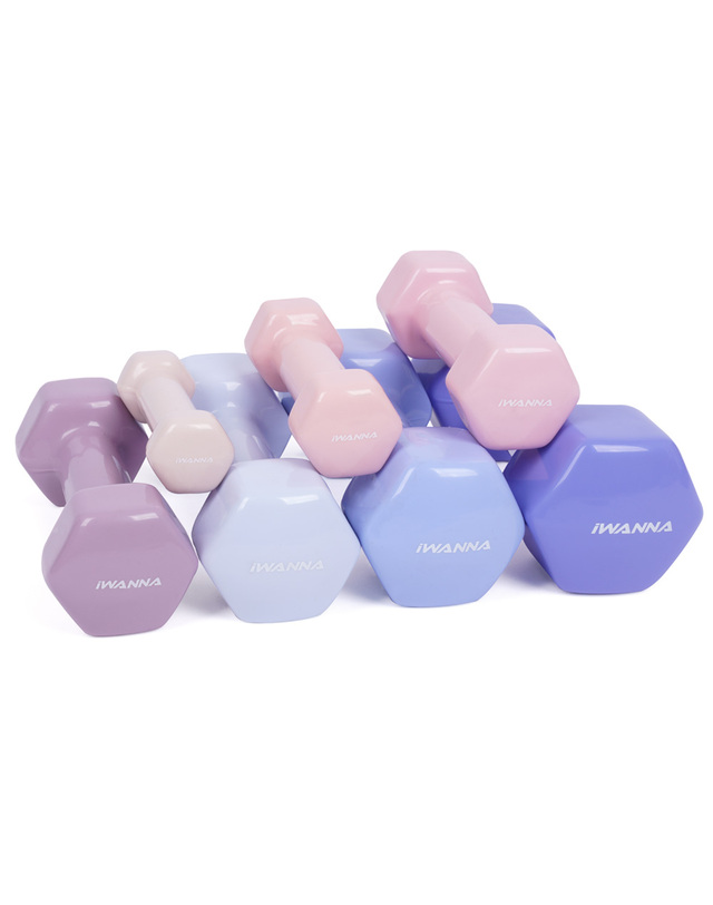 아이워너 아이워너 PVC 뷰티 육각 덤벨 3kg 스카이블루 예쁜 여자 아령 헬스 홈트 착용컷