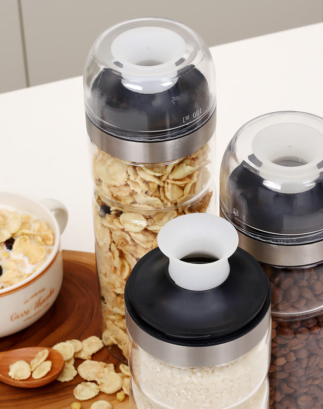 키텐실 [1+1] 키텐실 블랙엣지 쌀통 시리얼통 쌀보관통 잡곡통 1100ml 착용컷