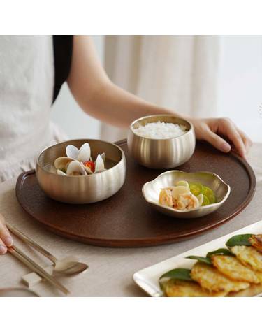 놋담 국내산 옻칠 반달 트레이(버건디)
