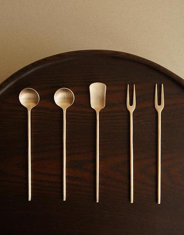 놋담 방짜유기 체리 티스푼티포크 5P
