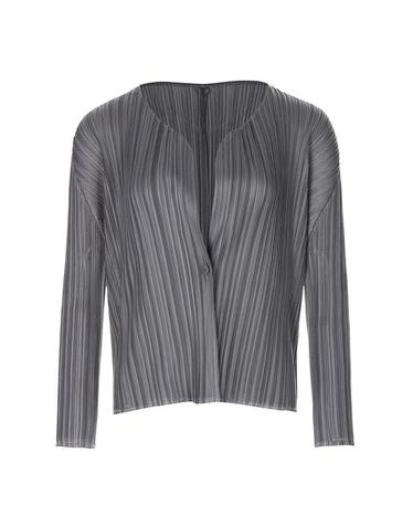 [FINE PLEATS] 피네 플리츠 단추 긴팔 숏 가디건 챠콜