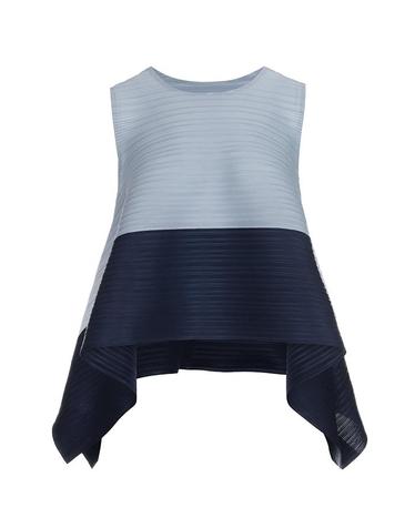 피네플리츠 [FINE PLEATS] 피네 플리츠 배색 민소매 날개 탑 네이비