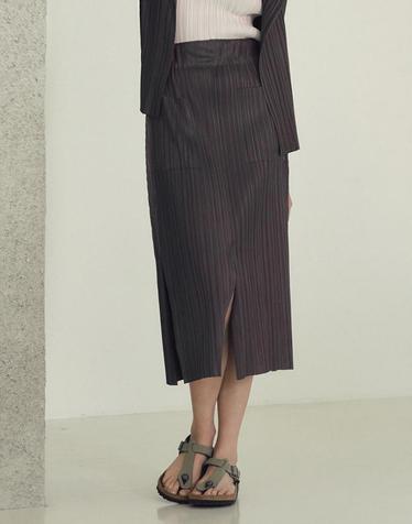 [FINE PLEATS] 피네 플리츠 포켓 펜슬 스커트 카키 베이지