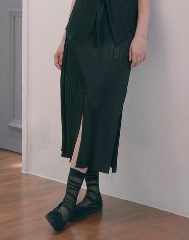 [FINE PLEATS] 피네 플리츠 포켓 펜슬 스커트 블랙