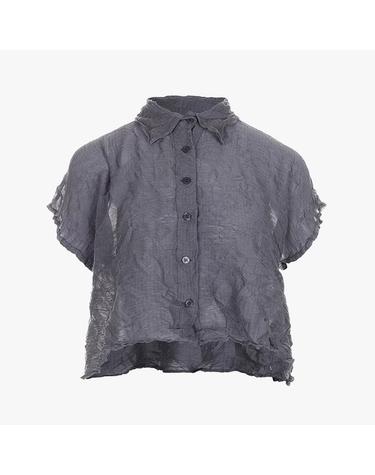 [FINE PLEATS] 피네 플리츠 반팔 A라인 숏 가디건 그레이