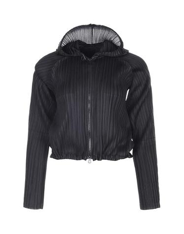 [FINE PLEATS] 피네 플리츠 후드 집업 점퍼 블랙