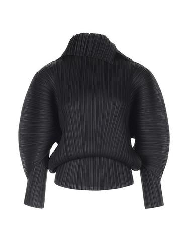 [FINE PLEATS] 피네 플리츠 배색 터틀 탑 블랙