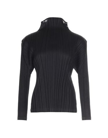 [FINE PLEATS] 피네 플리츠 단추 터틀 탑 블랙