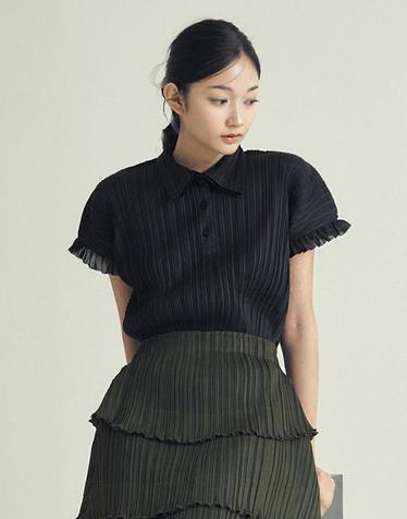 [FINE PLEATS] 피네 플리츠 슈슈 카라 탑 블랙