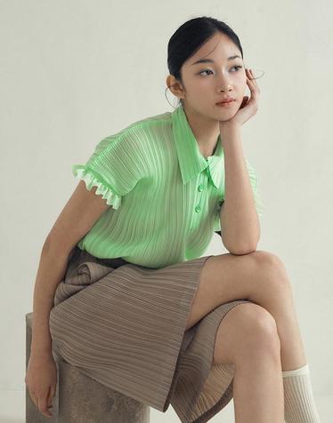[FINE PLEATS] 피네 플리츠 슈슈 카라 탑 라임