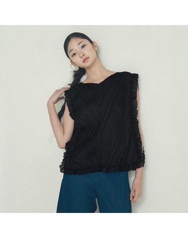 [FINE PLEATS] 피네 플리츠 슈슈 민소매 탑 블랙