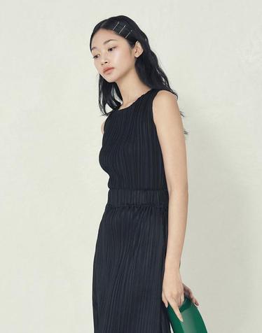 [FINE PLEATS] 피네 플리츠 베이직 민소매 탑 블랙
