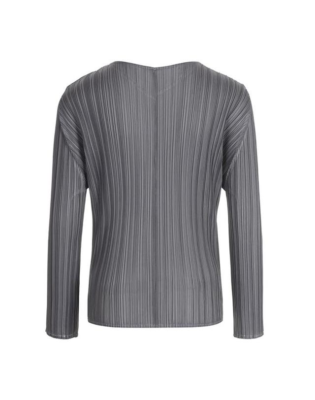 피네플리츠 [FINE PLEATS] 피네 플리츠 단추 긴팔 숏 가디건 챠콜 착용컷