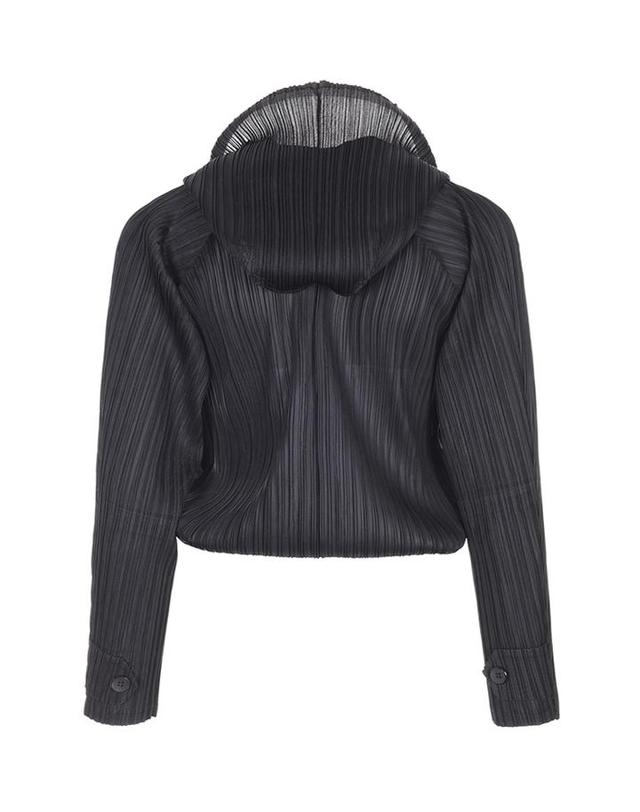 피네플리츠 [FINE PLEATS] 피네 플리츠 후드 집업 점퍼 블랙 착용컷