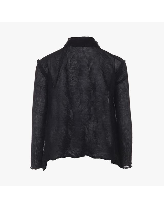 피네플리츠 [FINE PLEATS] 피네 플리츠 A라인 숏 가디건 블랙 착용컷