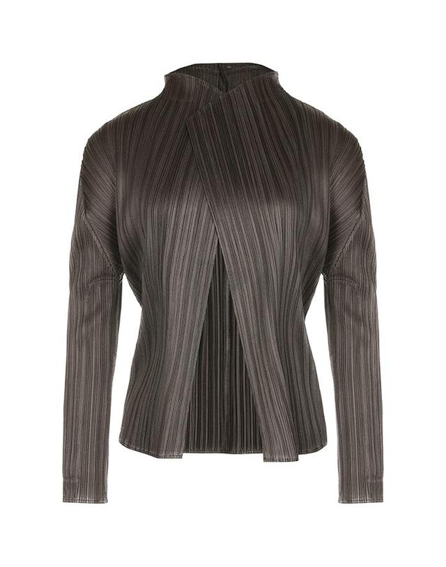 피네플리츠 [FINE PLEATS] 피네 플리츠 베이직 가디건 카키 브라운 착용컷