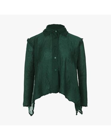 [FINE PLEATS] 피네 플리츠 A라인 숏 가디건 딥 그린