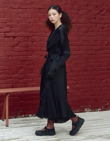 [FINE PLEATS] 피네 플리츠 메텔 롱 가디건 블랙