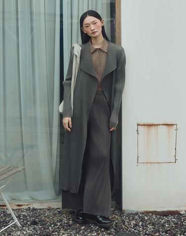 피네플리츠 [FINE PLEATS] 피네 플리츠 메텔 롱 가디건 그레이