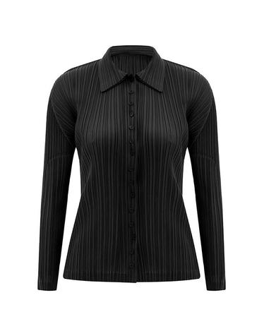 [FINE PLEATS] 피네 플리츠 버튼 업 블라우스 블랙