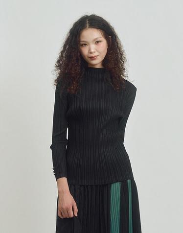 [FINE PLEATS] 피네 플리츠 버튼 포인트 탑 블랙