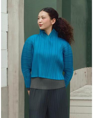[FINE PLEATS] 피네 플리츠 베이직 긴팔 탑 그레이