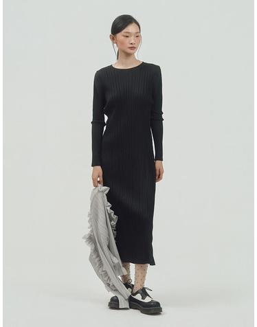 [FINE PLEATS] 피네 플리츠 베이직 롱 원피스 블랙