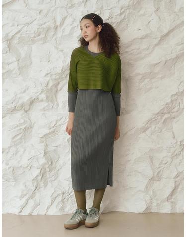 [FINE PLEATS] 피네 플리츠 베이직 롱 원피스 그레이